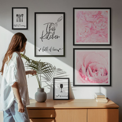 Tableau de décoration murale Inspirations pour la cuisine, roses et accessoires
