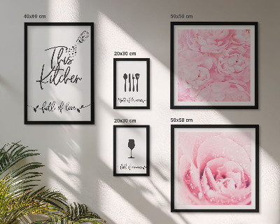 Tableau de décoration murale Inspirations pour la cuisine, roses et accessoires