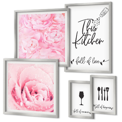 Tableau de décoration murale Inspirations pour la cuisine, roses et accessoires