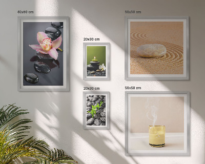 Lot de tableaux encadrés Pierres zen relaxantes et orchidées