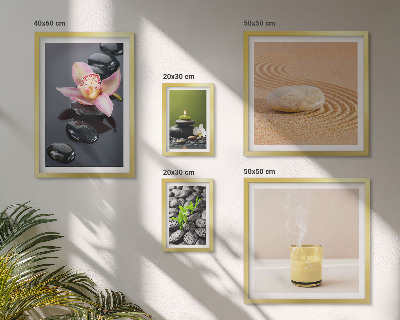 Lot de tableaux encadrés Pierres zen relaxantes et orchidées