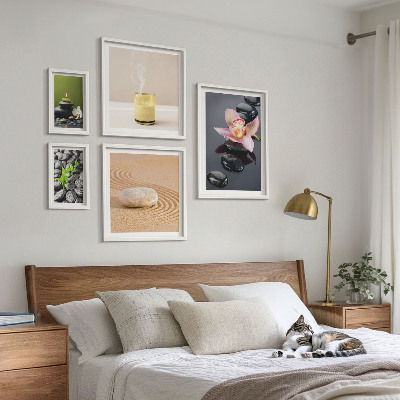 Lot de tableaux encadrés Pierres zen relaxantes et orchidées