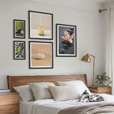 Lot de tableaux encadrés Pierres zen relaxantes et orchidées