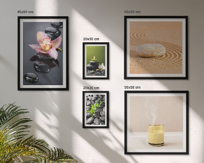 Lot de tableaux encadrés Pierres zen relaxantes et orchidées