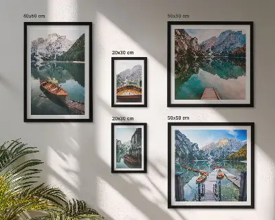 Lacs tranquilles, bateaux en bois ensemble de 5 tableaux
