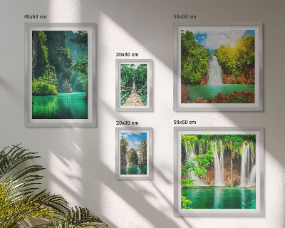 Lot de tableaux encadrés Cascades tropicales et nature verdoyante