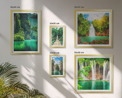 Lot de tableaux encadrés Cascades tropicales et nature verdoyante