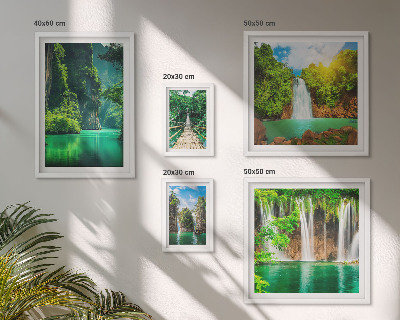 Lot de tableaux encadrés Cascades tropicales et nature verdoyante