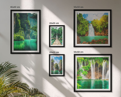 Lot de tableaux encadrés Cascades tropicales et nature verdoyante
