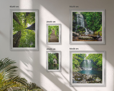 Ensemble de 5 tableaux Paysages verdoyants de cascades