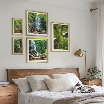 Ensemble de 5 tableaux Paysages verdoyants de cascades