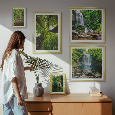 Ensemble de 5 tableaux Paysages verdoyants de cascades