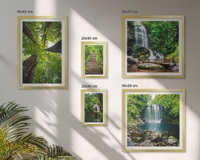 Ensemble de 5 tableaux Paysages verdoyants de cascades