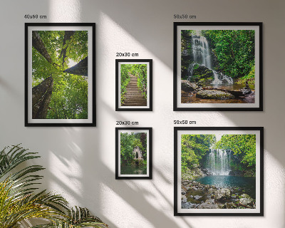 Ensemble de 5 tableaux Paysages verdoyants de cascades