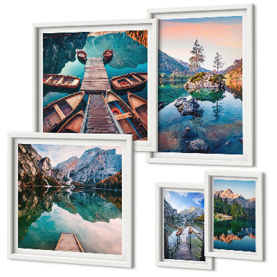 Lot de tableaux encadrés Le pittoresque des lacs de montagne