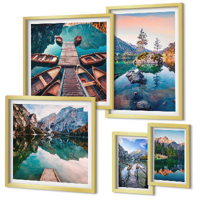 Lot de tableaux encadrés Le pittoresque des lacs de montagne