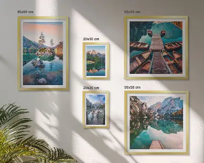 Lot de tableaux encadrés représentant le pittoresque des lacs de montagne