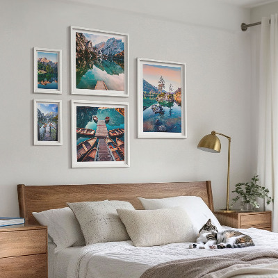 Lot de tableaux encadrés Le pittoresque des lacs de montagne