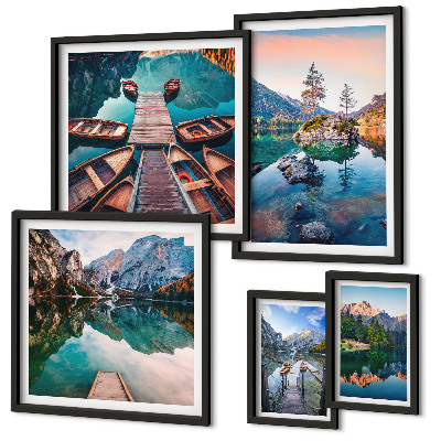 Lot de tableaux encadrés Le pittoresque des lacs de montagne