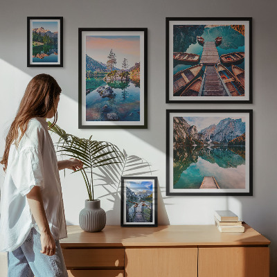 Lot de tableaux encadrés Le pittoresque des lacs de montagne
