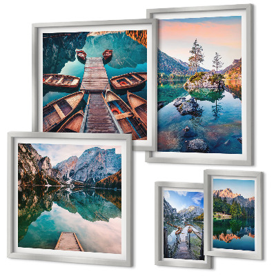 Lot de tableaux encadrés Le pittoresque des lacs de montagne