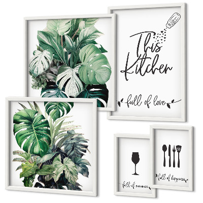 Ensemble de 5 tableaux Slogans positifs sur les plantes de cuisine