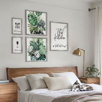 Ensemble de 5 tableaux Slogans positifs sur les plantes de cuisine