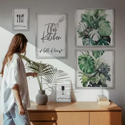 Ensemble de 5 tableaux avec slogans positifs sur les plantes de cuisine