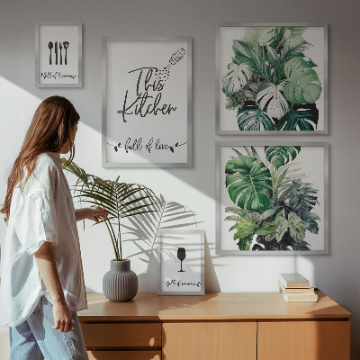 Ensemble de 5 tableaux Slogans positifs sur les plantes de cuisine