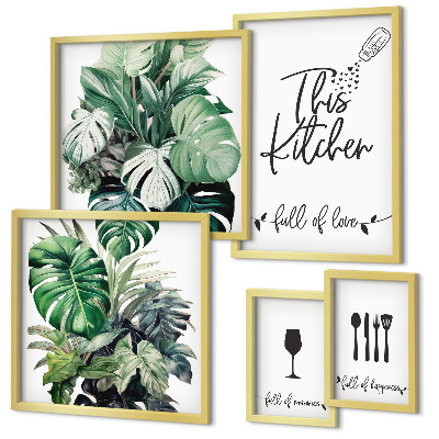 Ensemble de 5 tableaux Slogans positifs sur les plantes de cuisine
