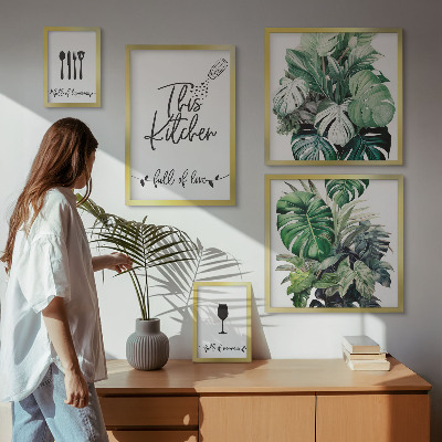 Ensemble de 5 tableaux Slogans positifs sur les plantes de cuisine