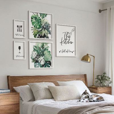 Ensemble de 5 tableaux Slogans positifs sur les plantes de cuisine