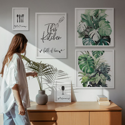 Ensemble de 5 tableaux Slogans positifs sur les plantes de cuisine
