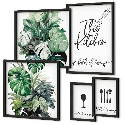 Ensemble de 5 tableaux avec slogans positifs sur les plantes de cuisine