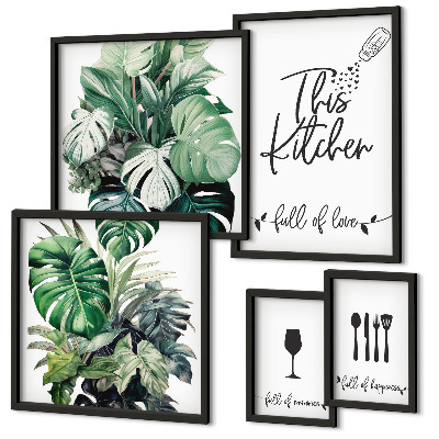 Ensemble de 5 tableaux Slogans positifs sur les plantes de cuisine