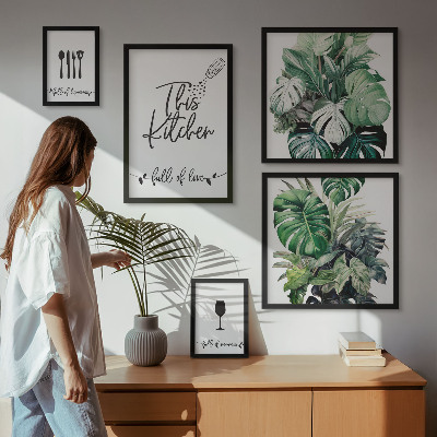 Ensemble de 5 tableaux Slogans positifs sur les plantes de cuisine