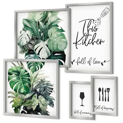 Ensemble de 5 tableaux avec slogans positifs sur les plantes de cuisine