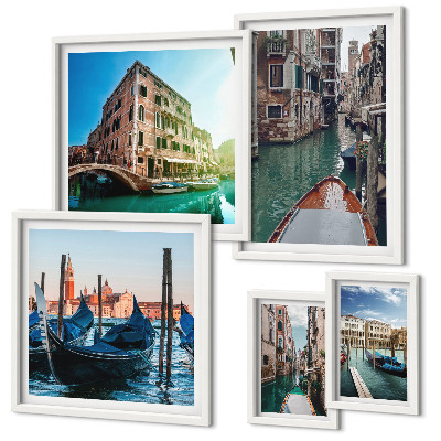 Lot de tableaux encadrés Le charme des gondoles sur les canaux de Venise