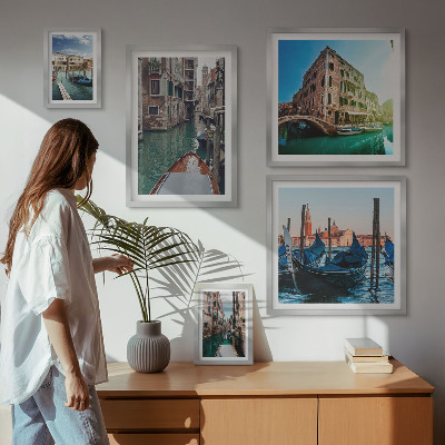 Lot de tableaux encadrés Le charme des gondoles sur les canaux de Venise