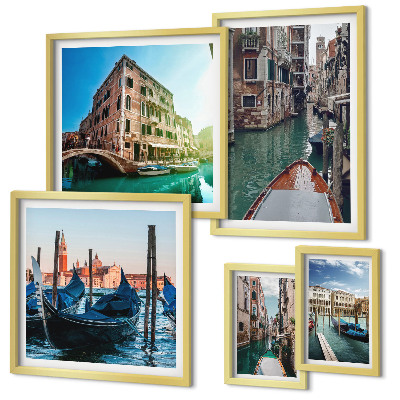 Lot de tableaux encadrés Le charme des gondoles sur les canaux de Venise