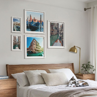 Lot de tableaux encadrés Le charme des gondoles sur les canaux de Venise