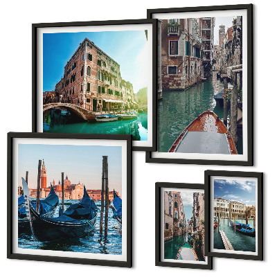 Lot de tableaux encadrés Le charme des gondoles sur les canaux de Venise