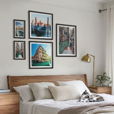 Lot de tableaux encadrés Le charme des gondoles sur les canaux de Venise