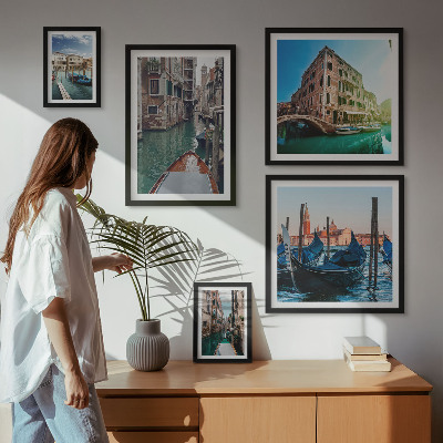 Lot de tableaux encadrés Le charme des gondoles sur les canaux de Venise