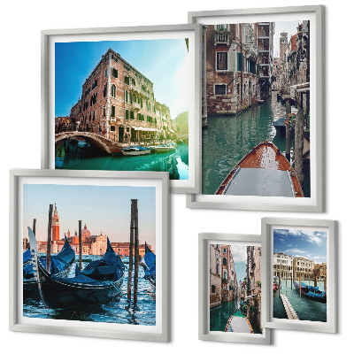 Lot de tableaux encadrés Le charme des gondoles sur les canaux de Venise
