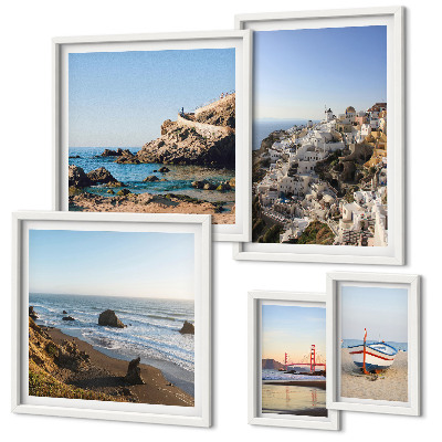 Ensemble de 5 tableaux Les plages et les vues charmantes de la ville