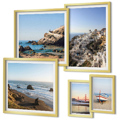 Ensemble de 5 tableaux Les plages et les vues charmantes de la ville