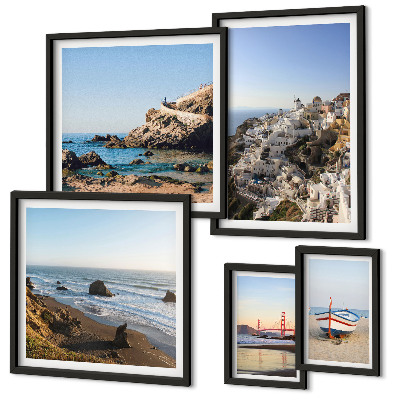 Ensemble de 5 tableaux Les plages et les vues charmantes de la ville