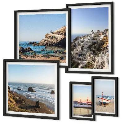 Ensemble de 5 tableaux représentant les plages et les vues charmantes de la ville