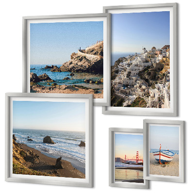 Ensemble de 5 tableaux Les plages et les vues charmantes de la ville